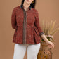 Beautiful Maroon cotton Ajrakh peplum style combination shirt