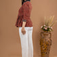 Beautiful Maroon cotton Ajrakh peplum style combination shirt