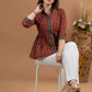 Beautiful Maroon cotton Ajrakh peplum style combination shirt