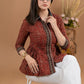 Beautiful Maroon cotton Ajrakh peplum style combination shirt