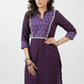 Purple Cotton Ikkat Yoke Kurta - Pant Optional