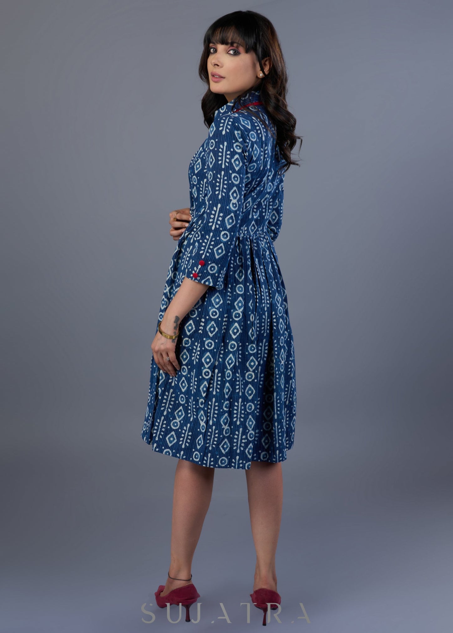 Trendy Indigo Cotton Dress