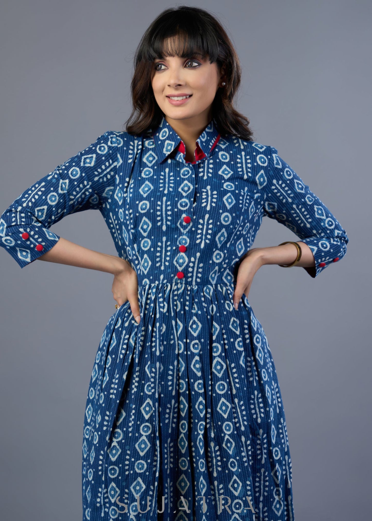 Trendy Indigo Cotton Dress