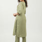 Pale Pista Cotton Kurta With Embroidered Lace In The Yoke - Pant Optional