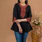 Smart Black Cotton Ajrakh Applique work Top