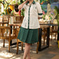 Bottle green knee lenth box pleated skirt  -  Shirt Optional