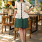Bottle green knee lenth box pleated skirt  -  Shirt Optional