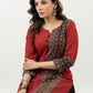 Casual Maroon Cotton Ajrak Combination Kurta - Pant Optional