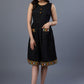 Beautiful Black Cotton Dress With Kutch Mirror Work Pocket