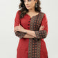 Casual Maroon Cotton Ajrak Combination Kurta - Pant Optional