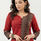 Casual Maroon Cotton Ajrak Combination Kurta - Pant Optional