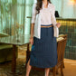 Classic white stripe design cotton dobby shirt - Teal plaid skirt optional