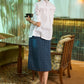 Classic white stripe design cotton dobby shirt - Teal plaid skirt optional