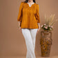 Stylish Mustard Rayon gathered top in bandhani print