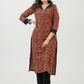 Stylish Maroon Cotton Ajrakh Miniature Animal Printed Kurta - Pant Optional