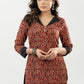 Stylish Maroon Cotton Ajrakh Miniature Animal Printed Kurta - Pant Optional