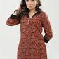 Stylish Maroon Cotton Ajrakh Miniature Animal Printed Kurta - Pant Optional