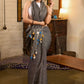 Stylish grey cotton plain saree with tassels