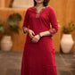 Casual Maroon cotton kurta with Ajrakh detaling - Pant optional