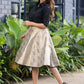 Exclusive Grey Brocade Skirt Black Cotton Silk Shirt Optional