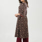 Stylish Black Ajrak Cotton A Line Kurta With Stone Highlights Along Neck - Palazzo Optional