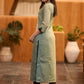 Elegant green Shaded kurta with contrast brown detaling Pant optional