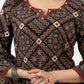 Stylish Black Ajrak Cotton A Line Kurta With Stone Highlights Along Neck - Palazzo Optional