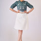 Teal green cotton top with embroidery all over - Skirt Optional