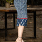 Trendy cotton indigo combination fitted skirt with optional navy blue rayon shirt
