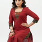 Trendy Maroon Cotton Ikat Combination Kurta - Ikat Pant Optional