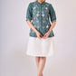 Teal green cotton top with embroidery all over - Skirt Optional