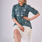 Teal green cotton top with embroidery all over - Skirt Optional