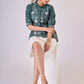 Teal green cotton top with embroidery all over - Skirt Optional