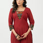 Trendy Maroon Cotton Ikat Combination Kurta - Ikat Pant Optional