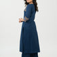 Stylish Navy Blue Cotton Ikat Combination Kurta - Pant Optional