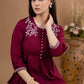 Embroidered Maroon Rayon pleated top