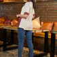 Off-white cotton half sleeves shirt with maroon ajrakh border