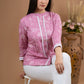 Pink Rayon printed top with laces