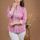 Pink Rayon printed top with laces