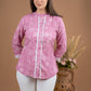 Pink Rayon printed top with laces