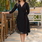 Black cotton dress with hand embroidered mirror work on sides