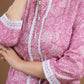 Pink Rayon printed top with laces