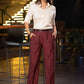 Smart Maroon Cotton Straight Fit Pant Off White Rayon Shirt Optional