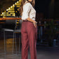 Smart Maroon Cotton Straight Fit Pant Off White Rayon Shirt Optional