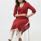 Smart Maroon Cotton Kurta With Lace Details - Pant Optional
