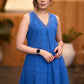 Smart blue cotton sleeveless kurta & Pant with Gond painting - Stole optional