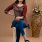 Stylish Maroon Ajrakh cotton combination top