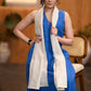 Smart blue cotton sleeveless kurta & Pant with Gond painting - Stole optional