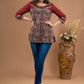 Stylish Maroon Ajrakh cotton combination top