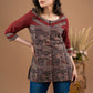 Stylish Maroon Ajrakh cotton combination top